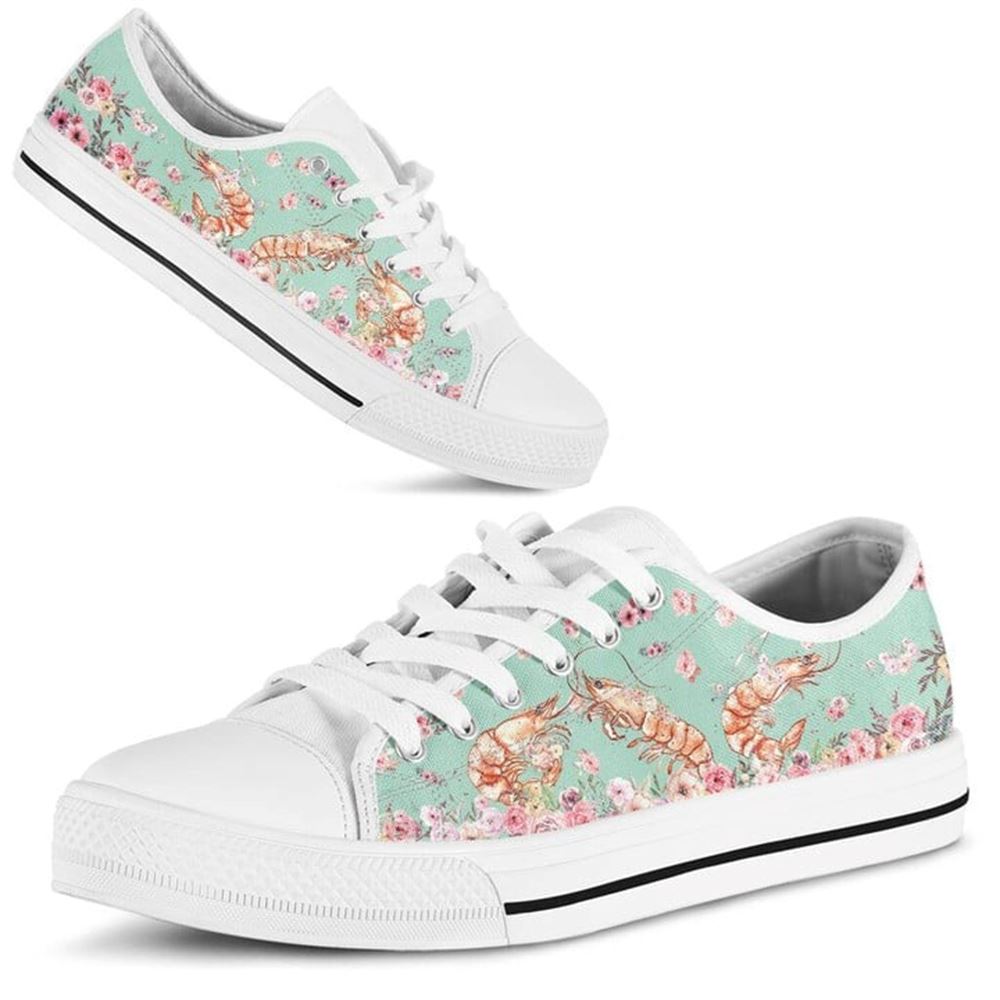 Shrimp Sea Flower Watercolor Low Top Shoes Low Top Shoes Mens Women 2 glx8pt.jpg