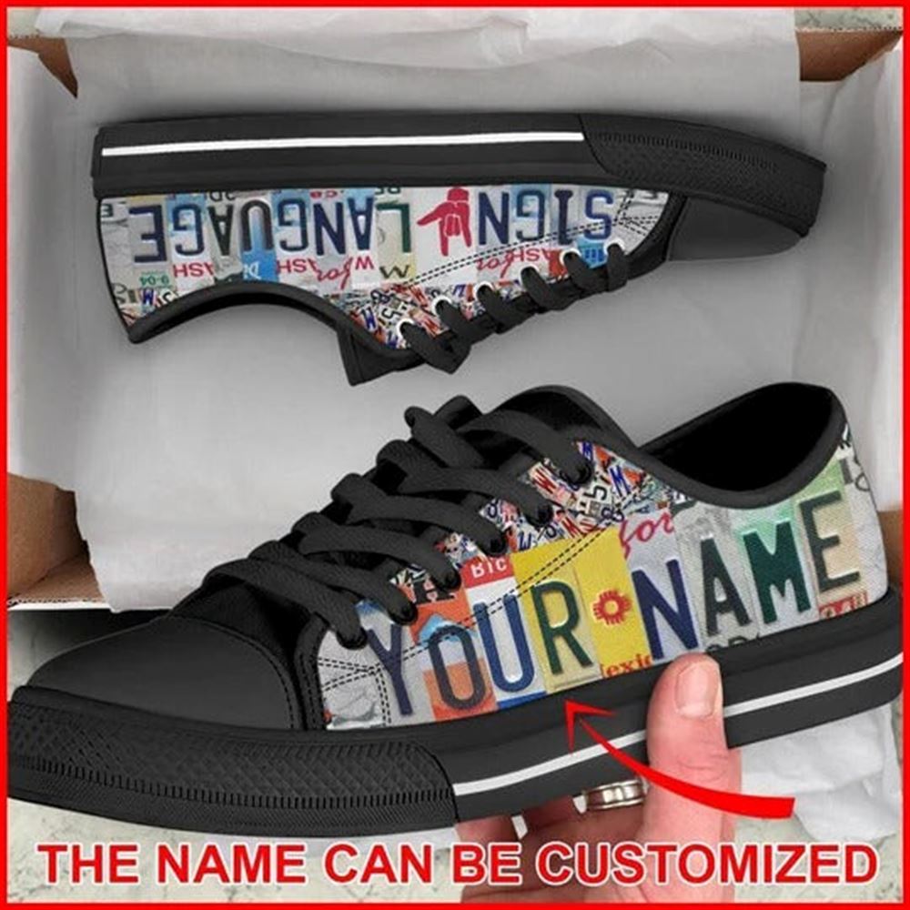 Sign Language License Plates Personalized Canvas Low Top Shoes Low Top Shoes Mens Women 1 q3ppip.jpg Sign Language License Plates Personalized Canvas Low Top Shoes Low Top Shoes Mens Women 1 q3ppip.jpg