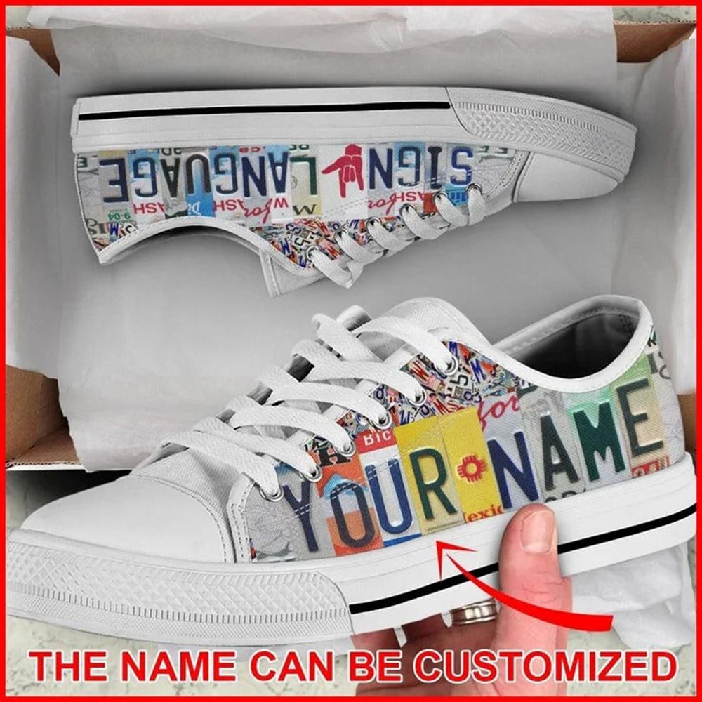 Sign Language License Plates Personalized Canvas Low Top Shoes Low Top Shoes Mens Women 2 xratyk.jpg Sign Language License Plates Personalized Canvas Low Top Shoes Low Top Shoes Mens Women 2 xratyk.jpg