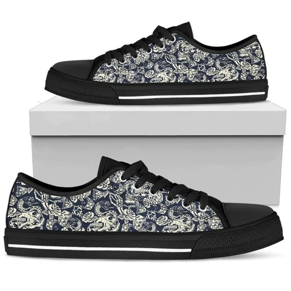 Skull Rose Snake Canvas Low Top Shoes Low Top Shoes Mens Women 1 kupinz.jpg
