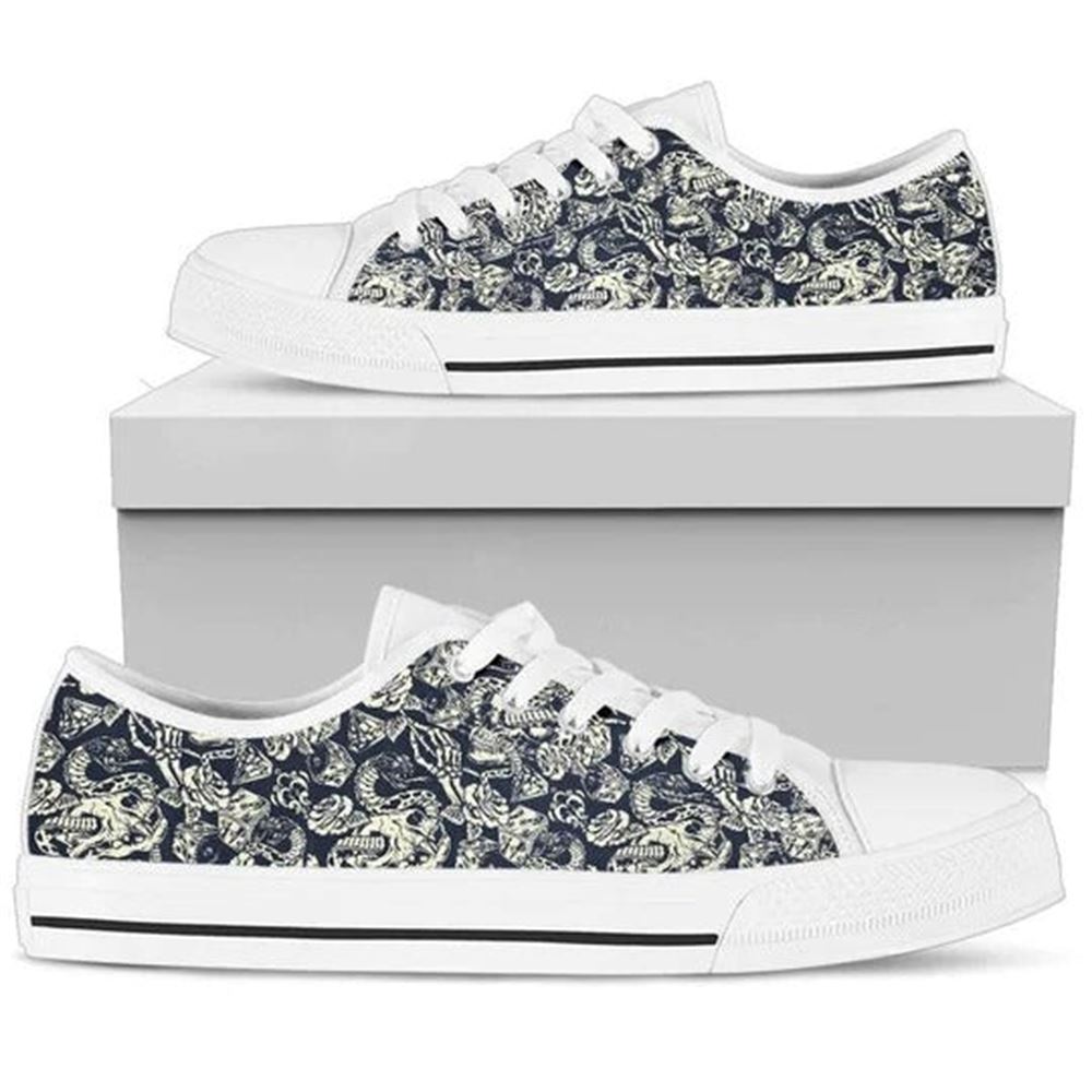 Skull Rose Snake Canvas Low Top Shoes Low Top Shoes Mens Women 2 ryfsj8.jpg