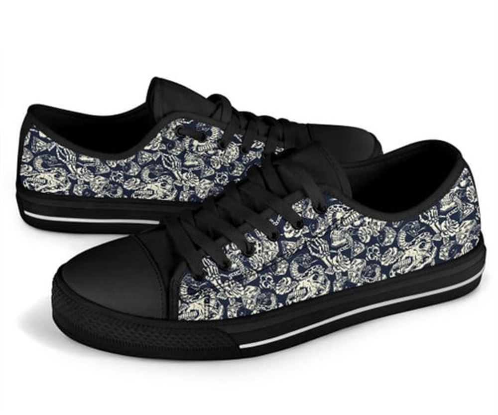 Skull Rose Snake Canvas Low Top Shoes Low Top Shoes Mens Women 3 ia1zgc.jpg