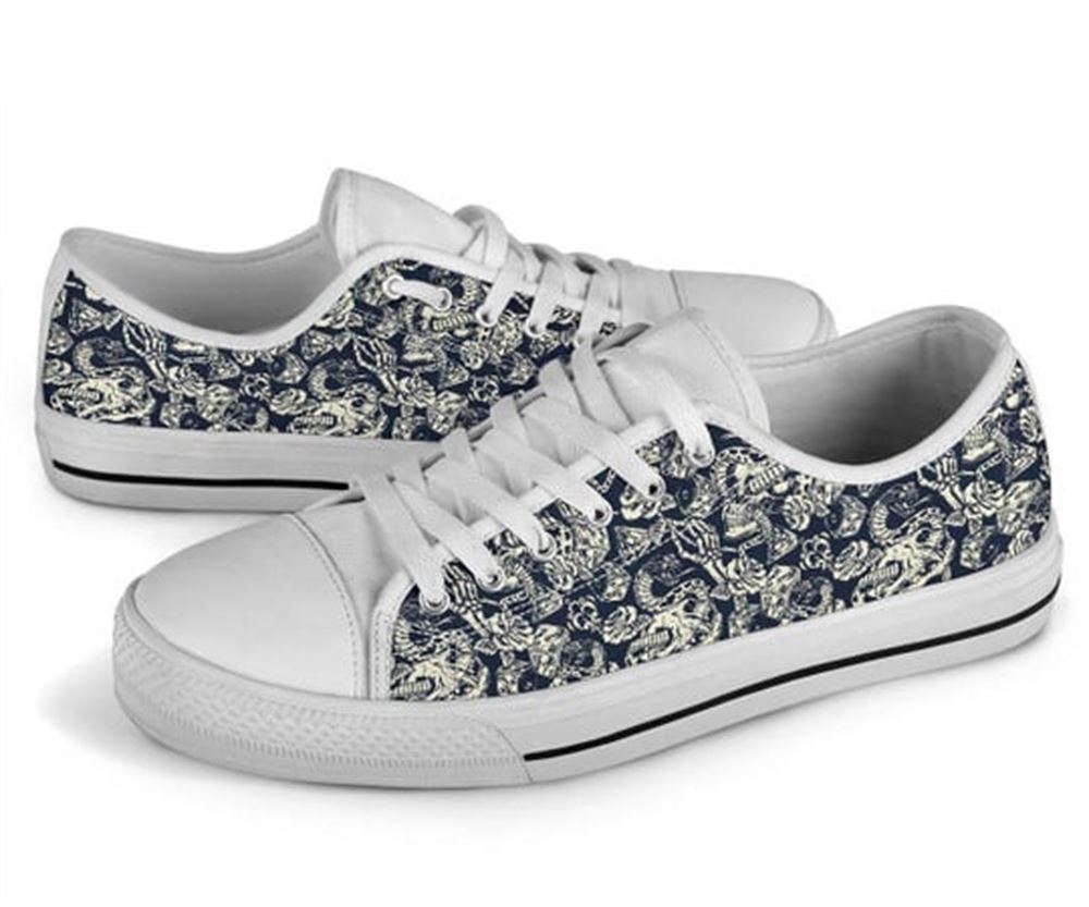 Skull Rose Snake Canvas Low Top Shoes Low Top Shoes Mens Women 4 cpzrv1.jpg