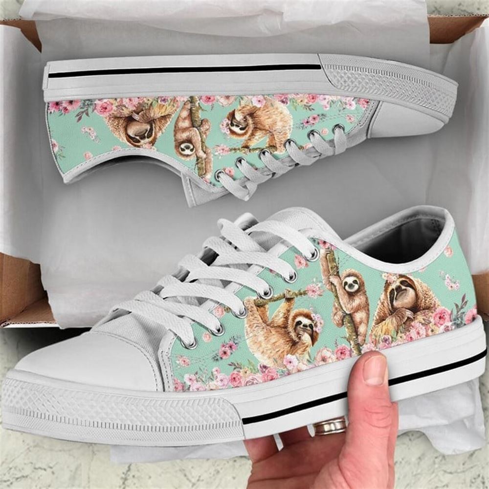 Sloth Flower Watercolor Low Top Shoes Low Top Shoes Mens Women 1 vcjwbz.jpg