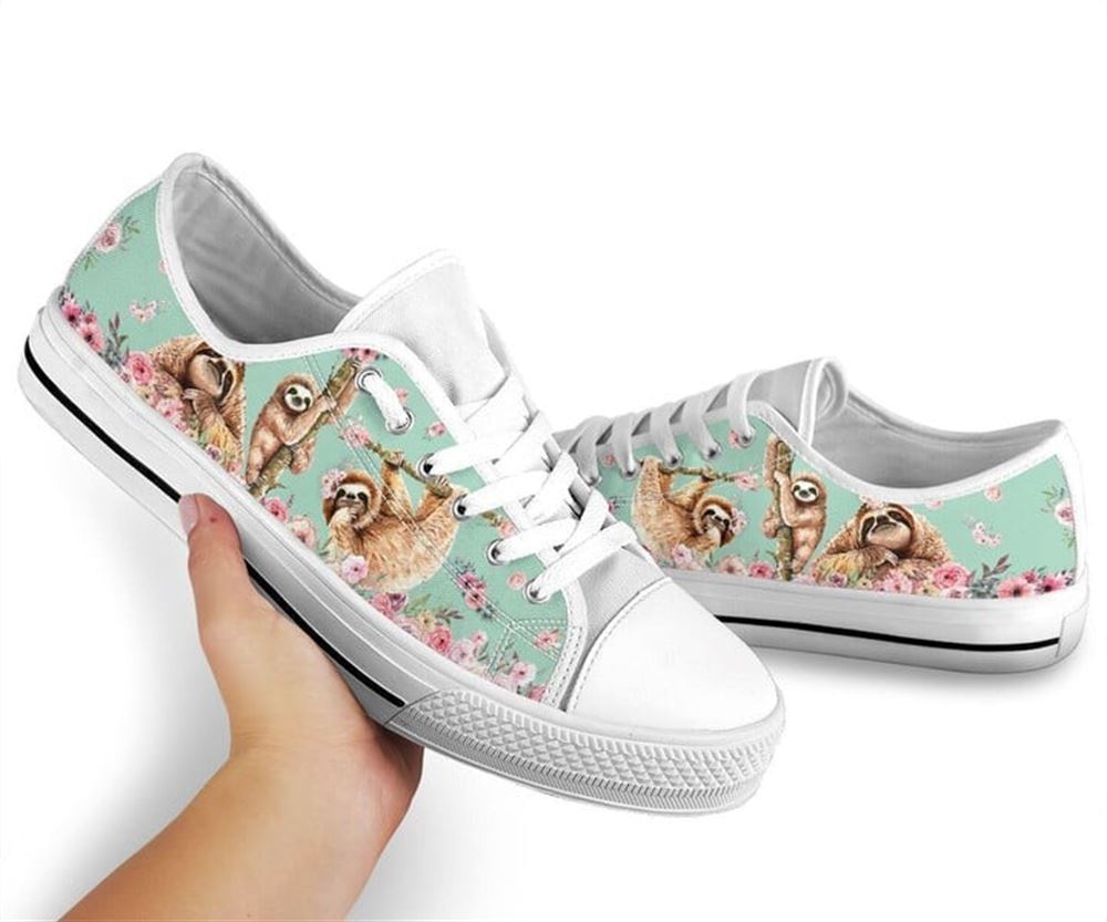 Sloth Flower Watercolor Low Top Shoes Low Top Shoes Mens Women 2 ukz85u.jpg