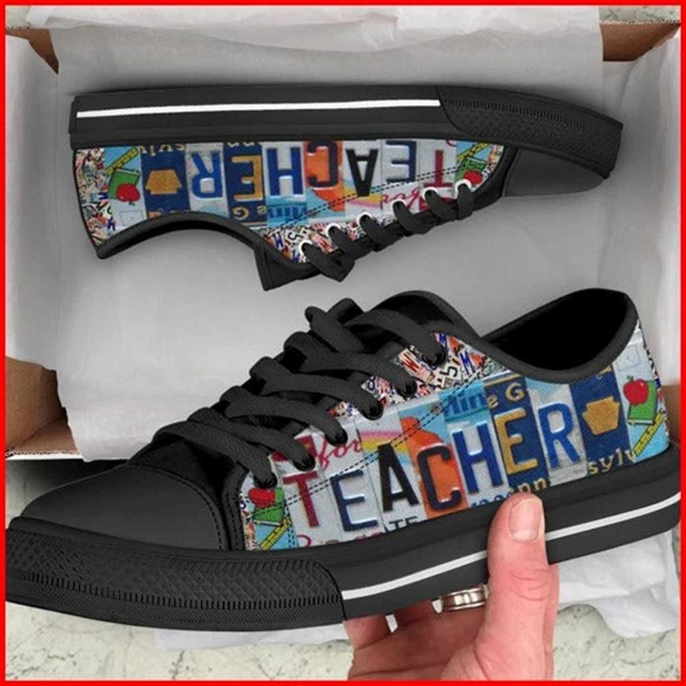Teacher License Plates Canvas Low Top Shoes Low Top Shoes Mens Women 1 naz9rt.jpg