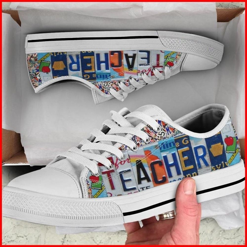 Teacher License Plates Canvas Low Top Shoes Low Top Shoes Mens Women 2 wpachf.jpg