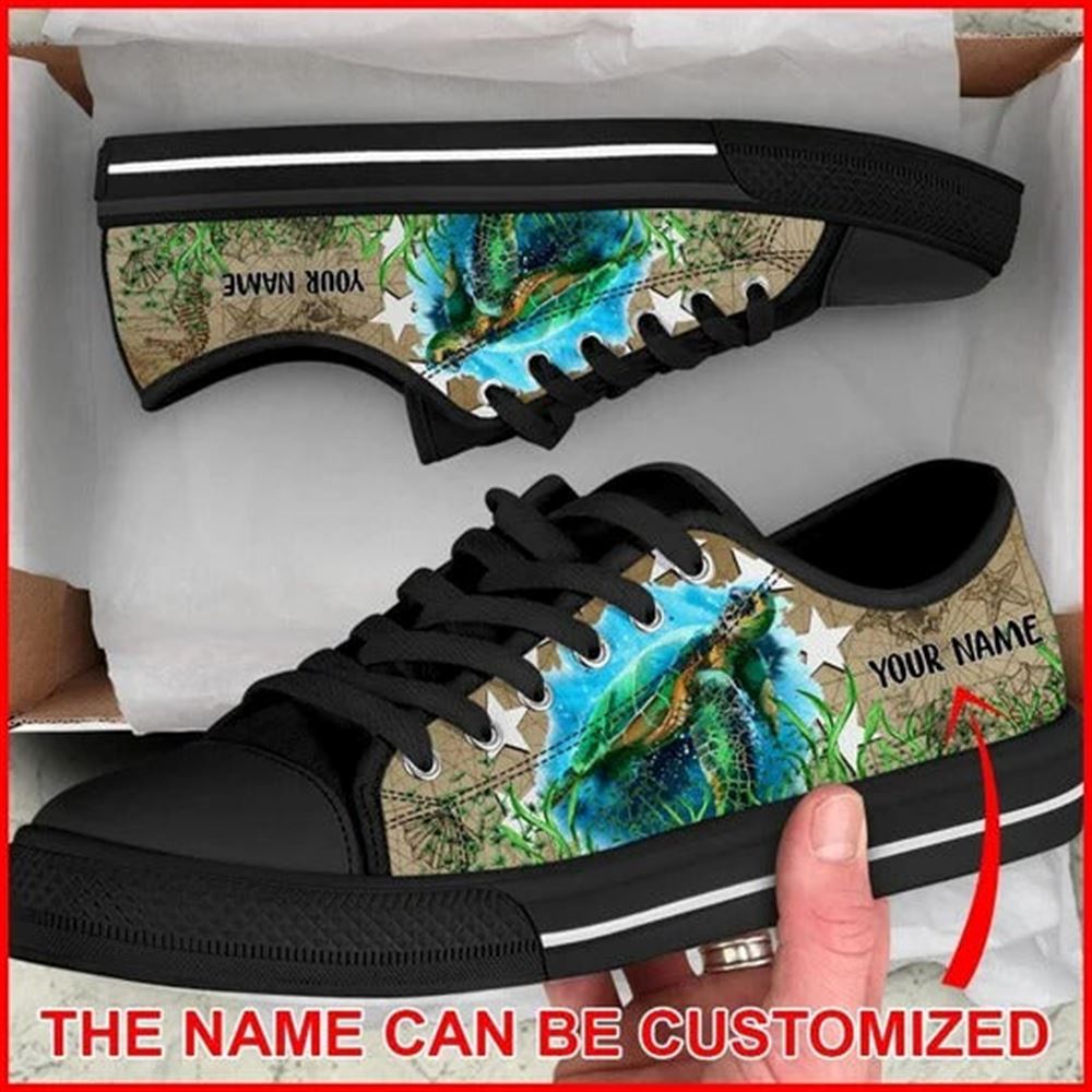 Turtle Vintage Map Sea Personalized Canvas Low Top Shoes Low Top Shoes Mens Women 1 wlbqlk.jpg