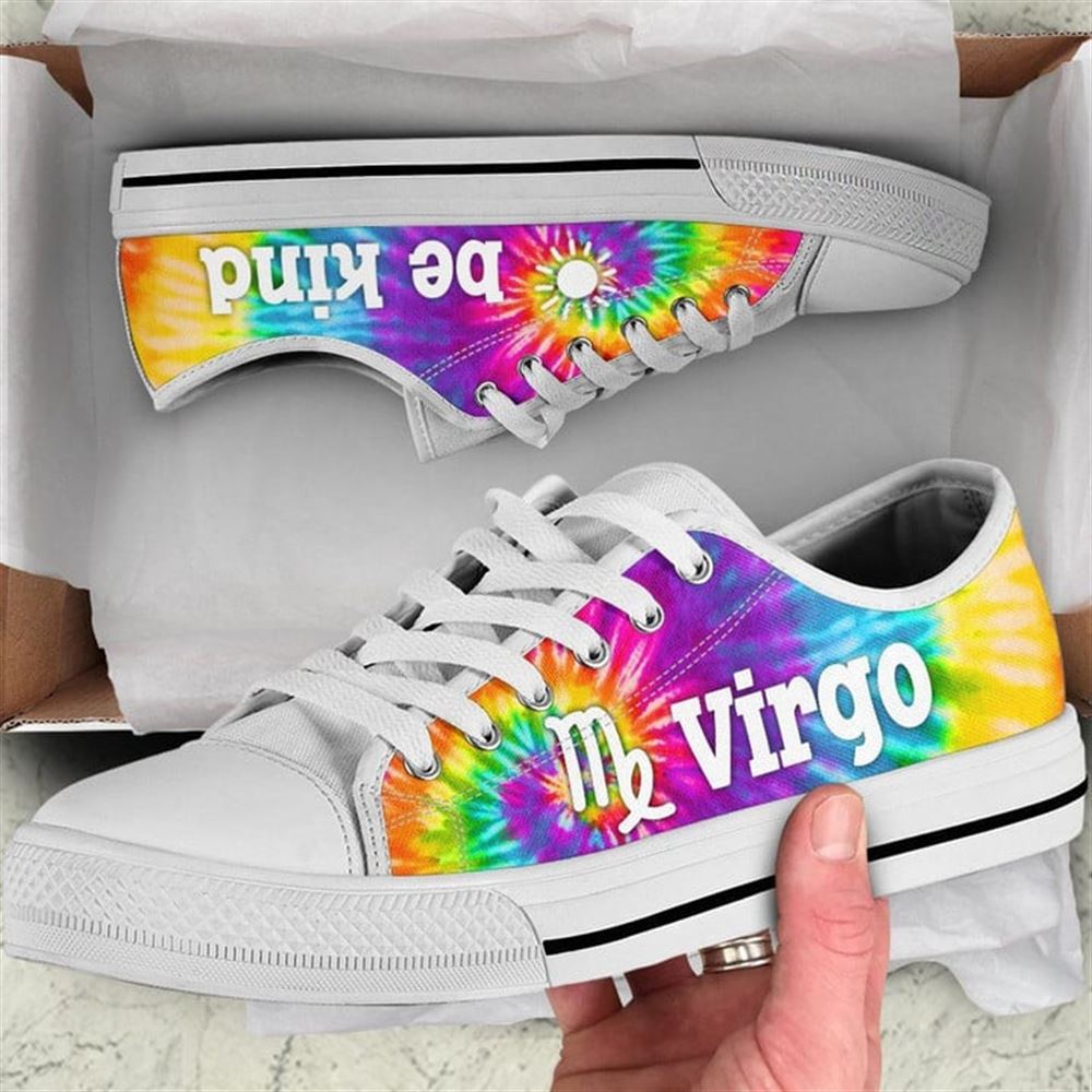 Virgo Zodiac Sign Be Kind Tie Dye Canvas Low Top Shoes Low Top Shoes Mens Women 2 iivcgc.jpg