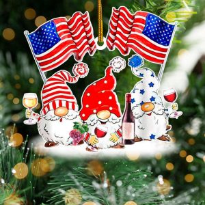 American Gnome Christmas Tree Ornament Wine…