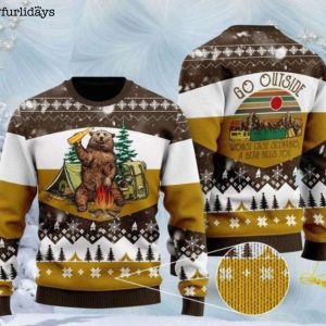 Bear Beer Campfire Yellow Wool Ugly…
