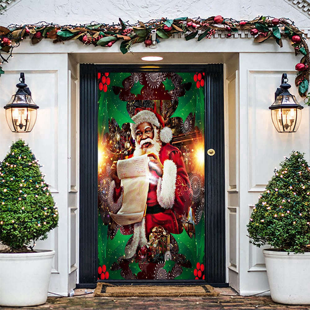 vintage black santa claus door cover christmas door covers gift for family.jpeg