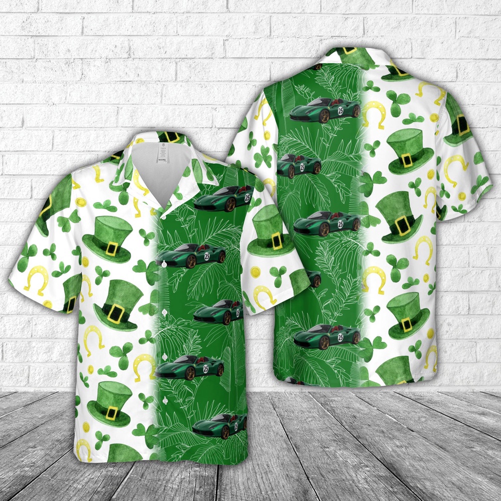 2017 Ferrari 488 Spider Green Jewel St Patrick s Day Hawaiian Shirt Shamrock Hawaiian Shirt 1 evvnys.jpg
