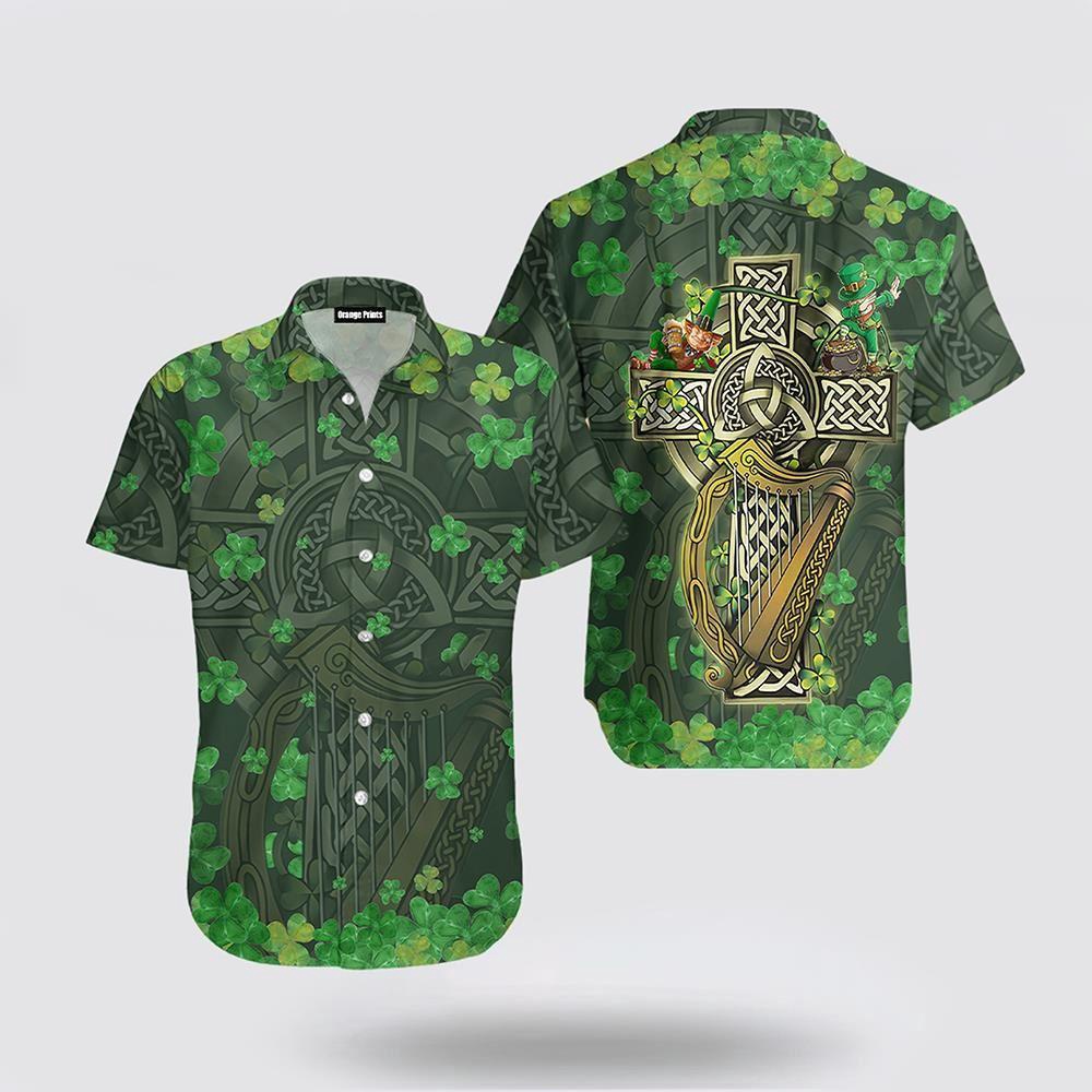 Saint Patrick s Day Shamrock The Celtic Cross Harp Irish Hawaiian Shirt St Patricks Day Shirts Shamrock Hawaiian Shirt 1 dy8tt8.jpg