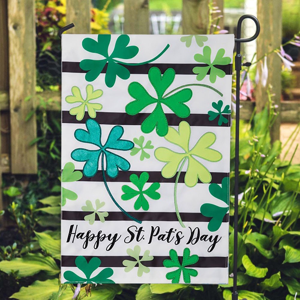 St Patrick Day Flag Clover Toss Applique Flag St Patrick s Flag St Patrick s Day Garden Flag rv6qms.jpg
