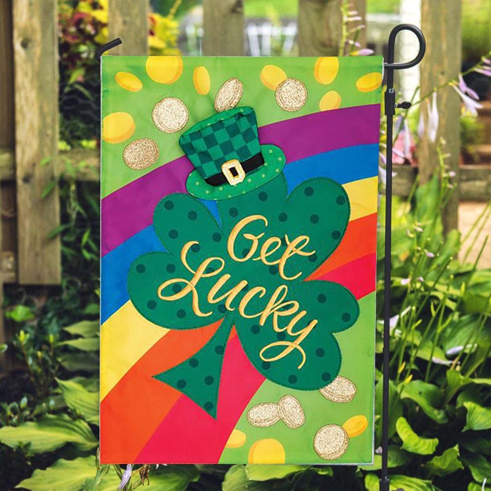 St Patrick Day Flag Get Lucky Applique Flag St Patrick s Flag St Patrick s Day Garden Flag ctrh7k.jpg