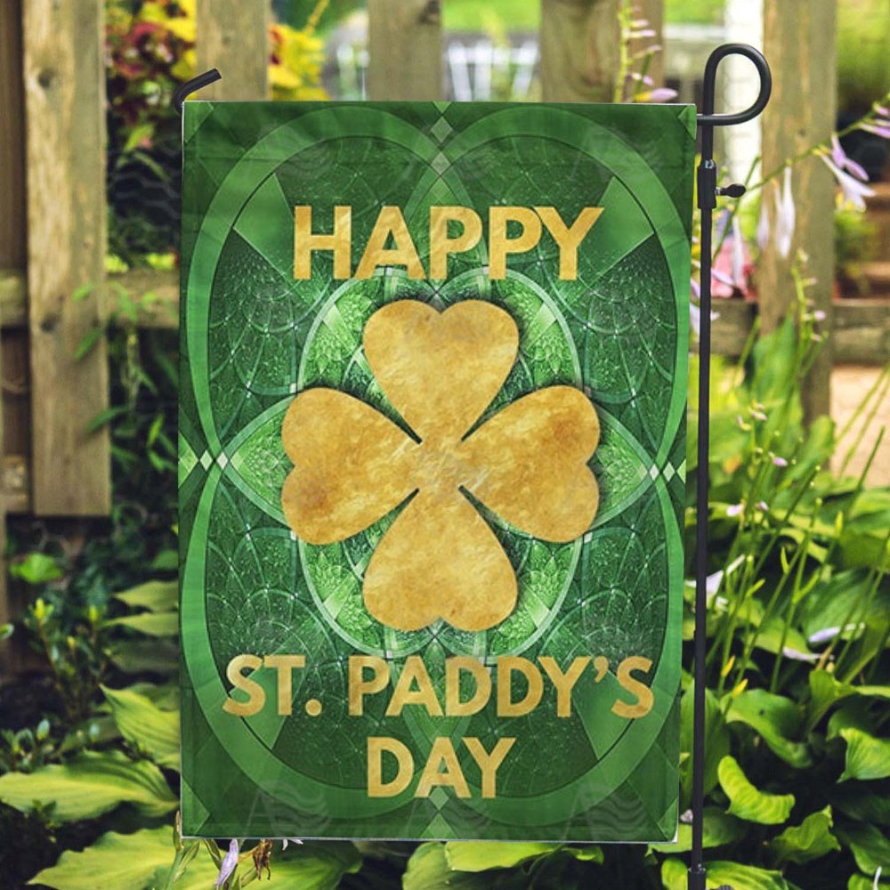 St Patrick Day Flag Gold Clover Medallion Double Sided Flag St Patrick s Flag St Patrick s Day Garden Flag foz0bh.jpg