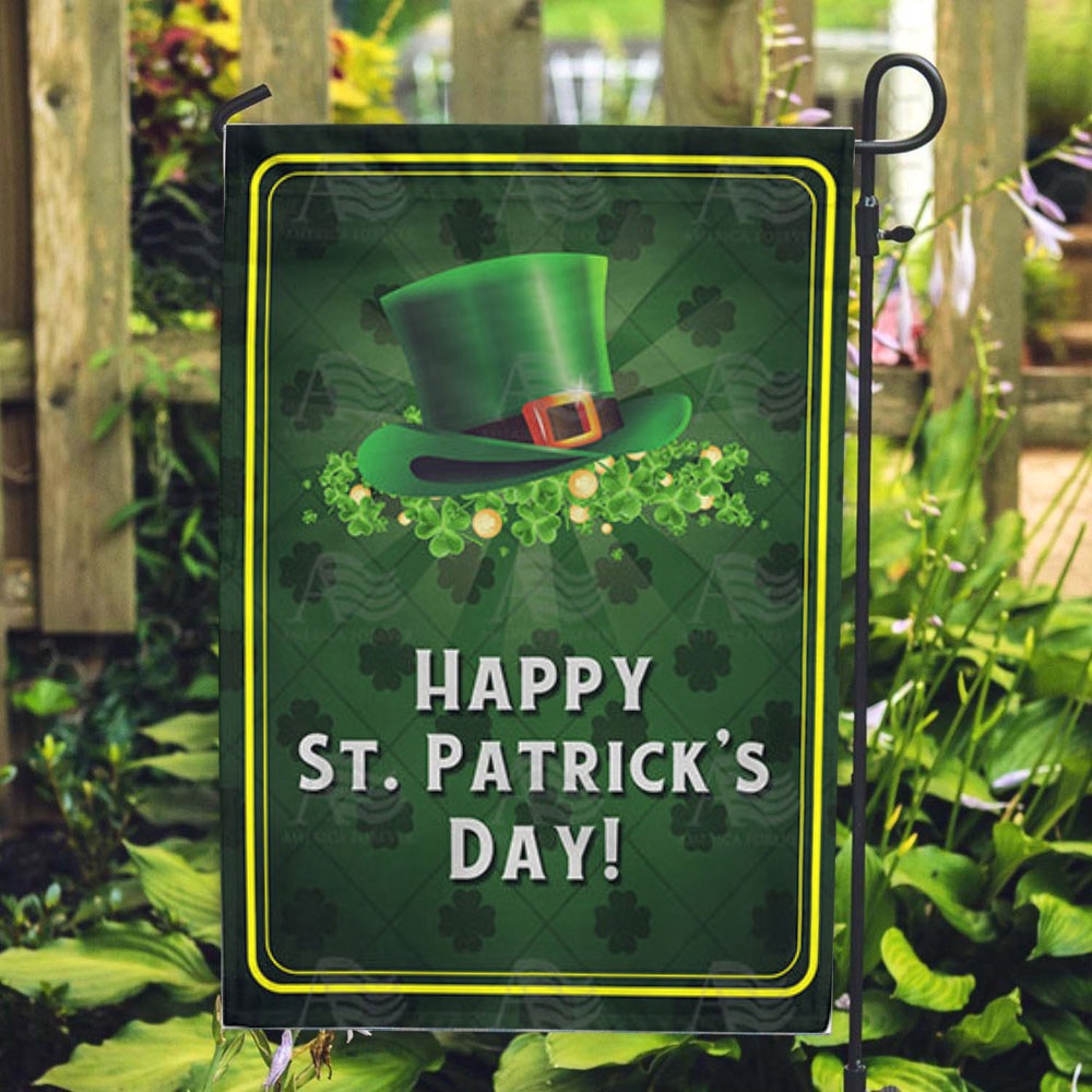 St Patrick Day Flag Leprechaun Hat And Clover Double Sided Flag St Patrick s Flag St Patrick s Day Garden Flag ebg8yc.jpg