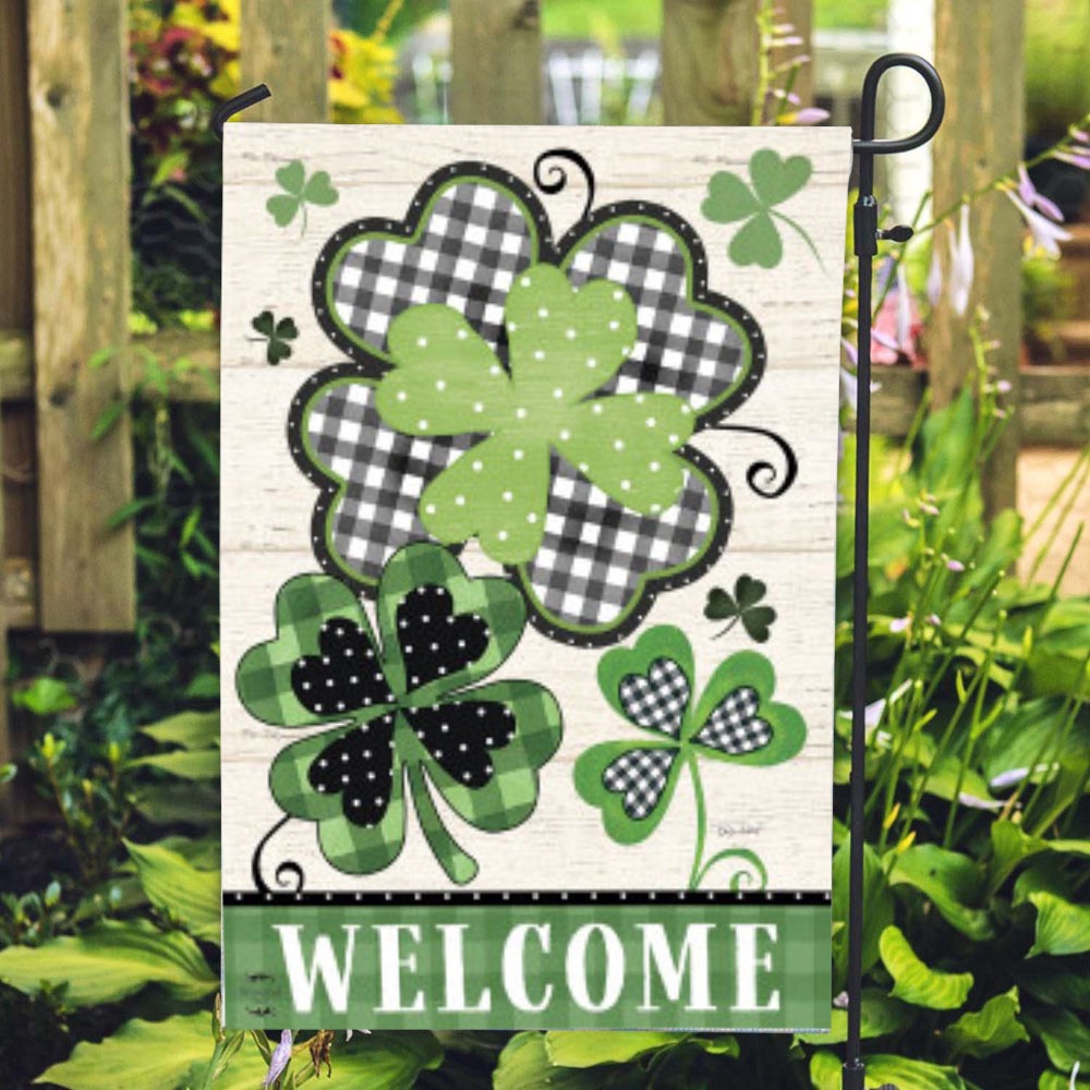 St Patrick Day Flag Patterned Shamrocks Welcome House Flag St Patrick s Flag St Patrick s Day Garden Flag jhkvzd.jpg St Patrick Day Flag Patterned Shamrocks Welcome House Flag St Patrick s Flag St Patrick s Day Garden Flag jhkvzd.jpg
