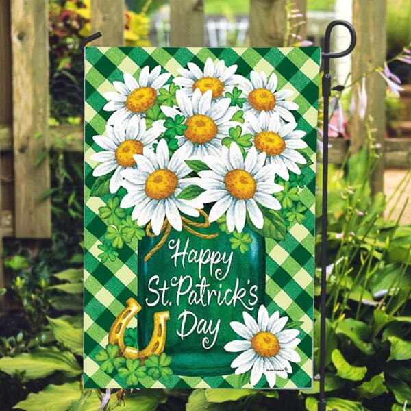 St Patrick Day Flag, St. Pat’s Daisies Flag, St Patrick’s Flag, St Patrick’s Day Garden Flag