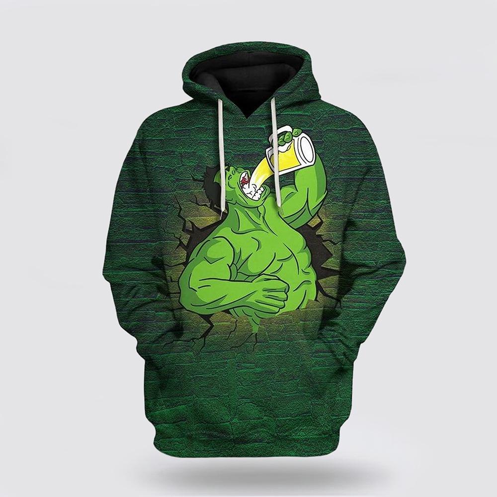 St Patrick Day Hulk Drinks Beer Over Print 3D Hoodie St Patricks Day Shirts 1 pagyer.jpg