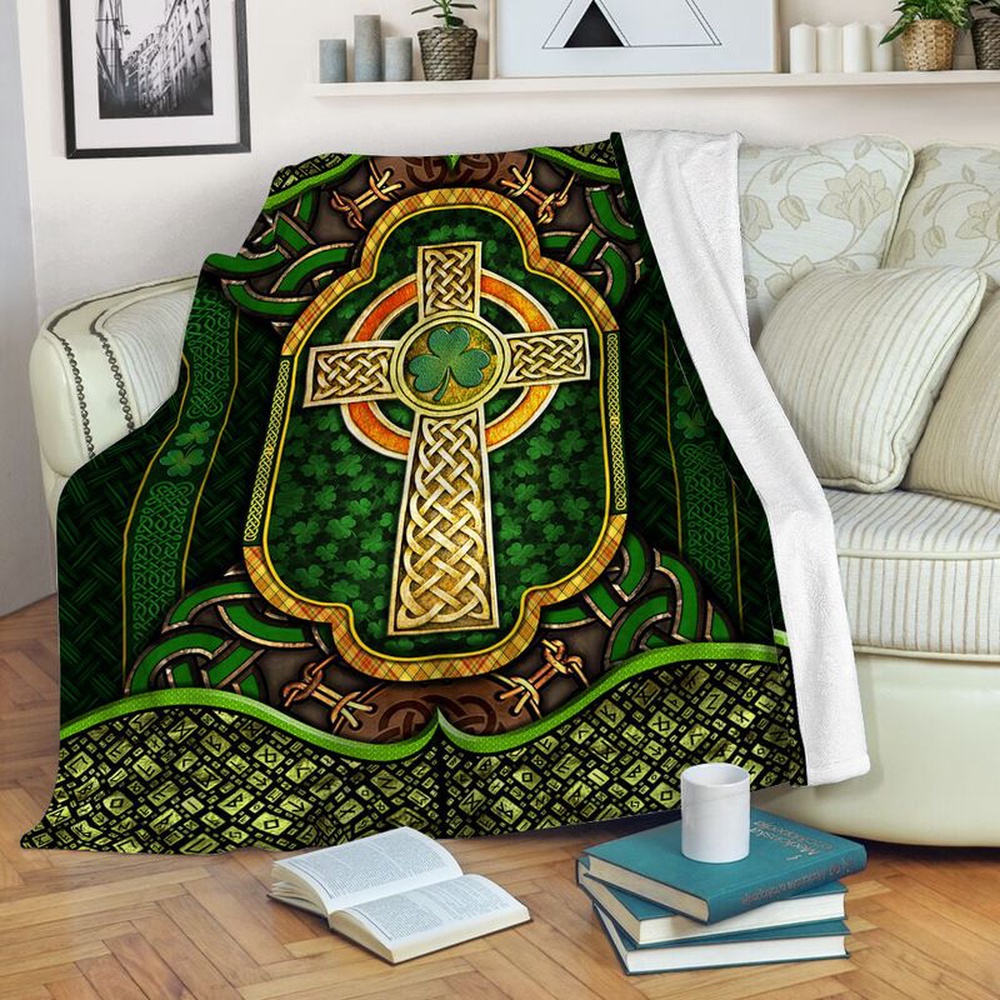 St Patrick s Blanket Irish With Cross Metal Fleece Throw Blanket Irish Theme Irish Roots Fleece Blanket 1 pkck87.jpg
