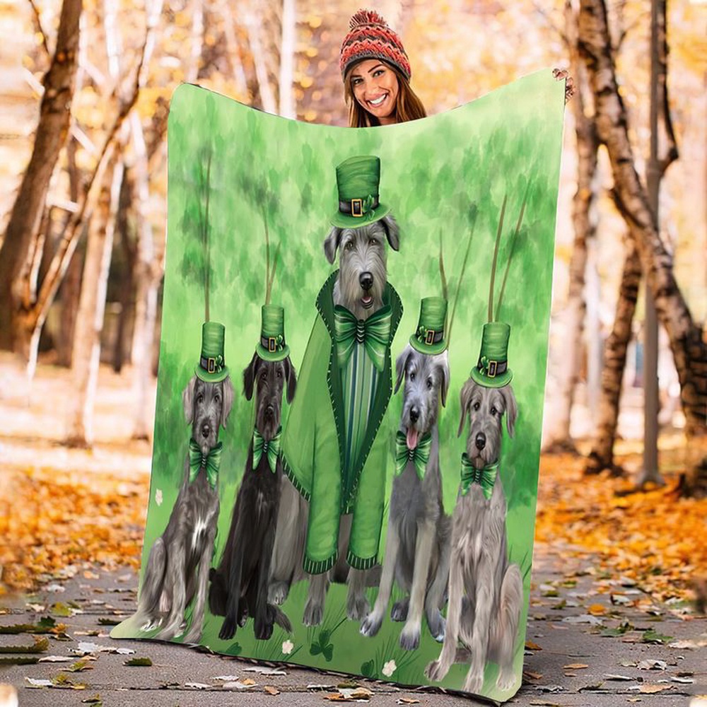 St Patrick s Blanket St Patricks Day Irish Portrait Wolfhound Dogs Blanket Wolfhound Dog Sofa Throw Blanket Bedroom Decor Fleece Blanket 1 nz6yq1.jpg