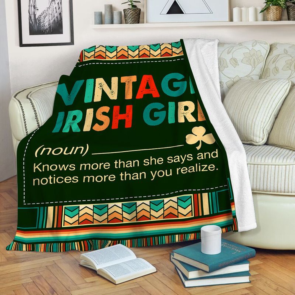 St Patrick s Blanket Vintage Irish Girl Fleece Throw Blanket Funny Irish Girl Definition Irish Daughter Gifts Fleece Blanket 1 kefnp2.jpg