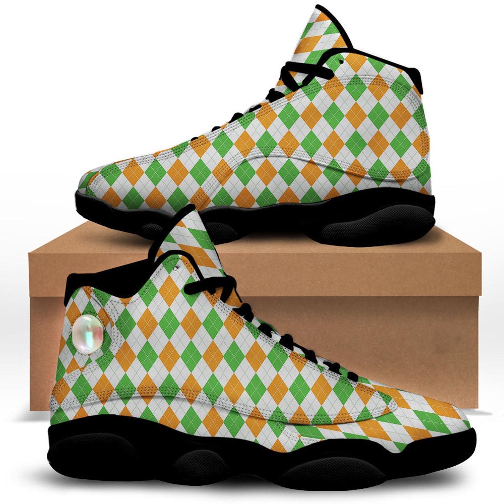 St Patrick s Day Shoes Argyle St Patrick s Day Print Pattern Black Basketball Shoes St Patrick s Day Sneakers 1 ikwck1.jpg