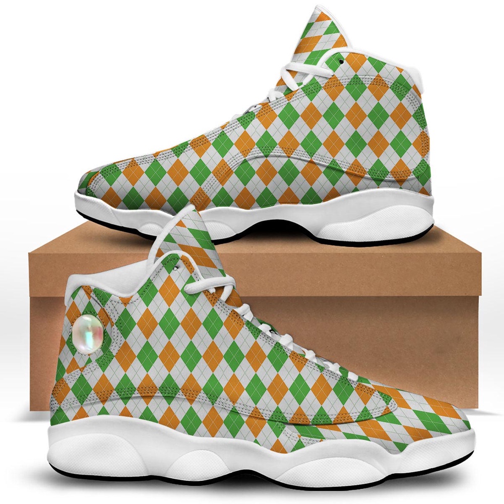 St Patrick s Day Shoes Argyle St Patrick s Day Print Pattern White Basketball Shoes St Patrick s Day Sneakers 1 okgl7v.jpg