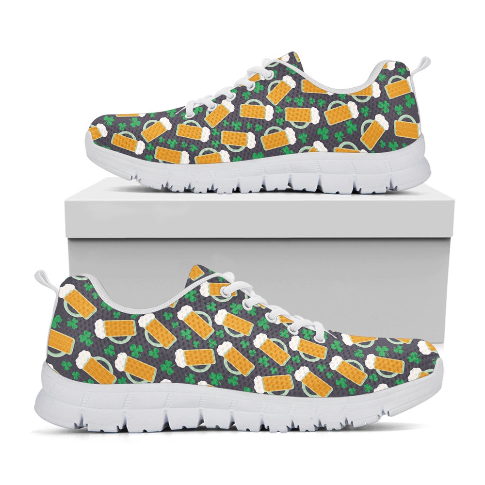 St Patrick s Day Shoes Clover And Beer St. Patrick s Day Print White Running Shoes St Patrick s Day Sneakers 1 jsbsnm.jpg