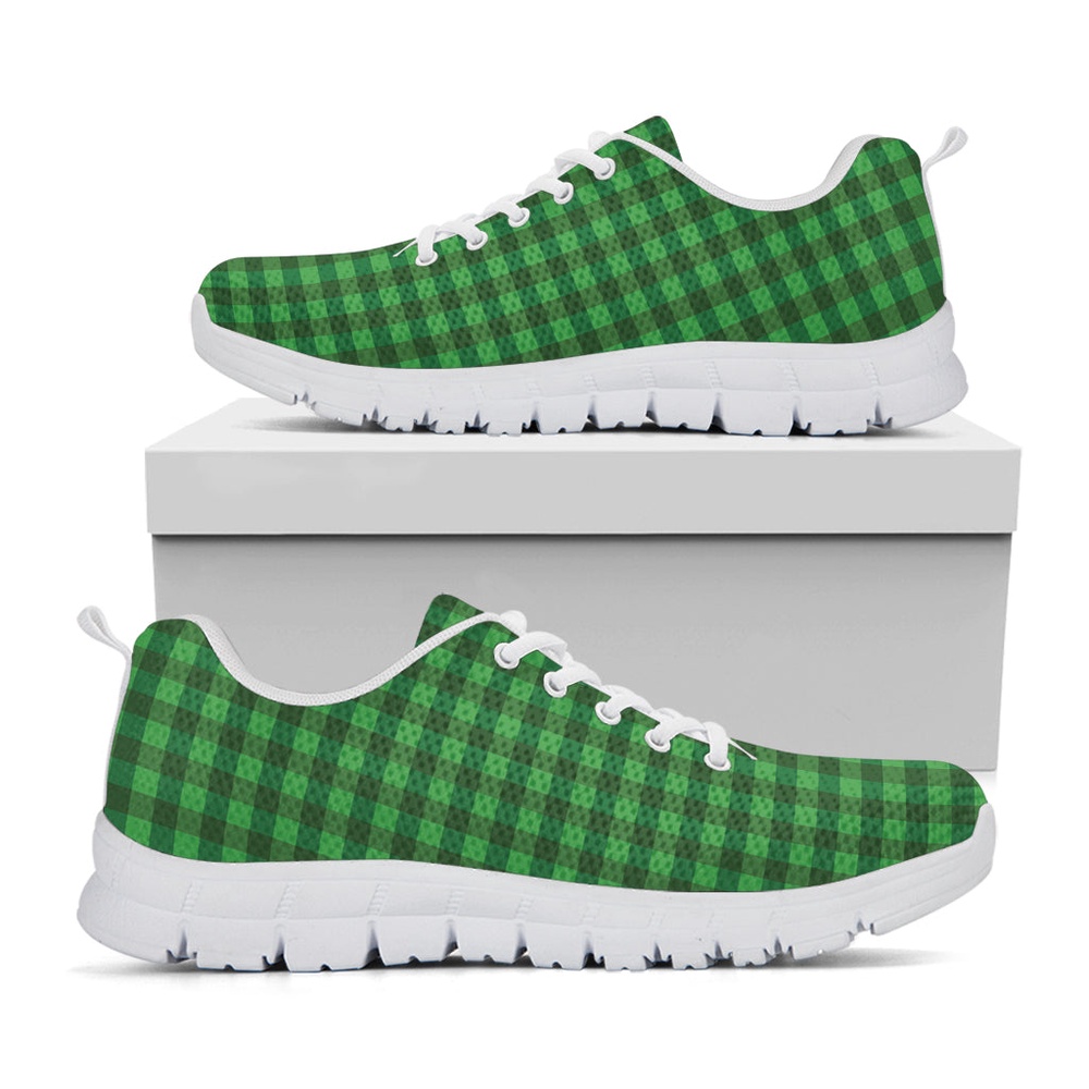 St Patrick s Day Shoes Green Tartan Saint Patrick s Day Print White Running Shoes St Patrick s Day Sneakers 1 pndubm.jpg