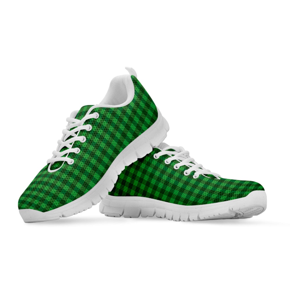 St Patrick s Day Shoes Green Tartan Saint Patrick s Day Print White Running Shoes St Patrick s Day Sneakers 3 dwppzn.jpg