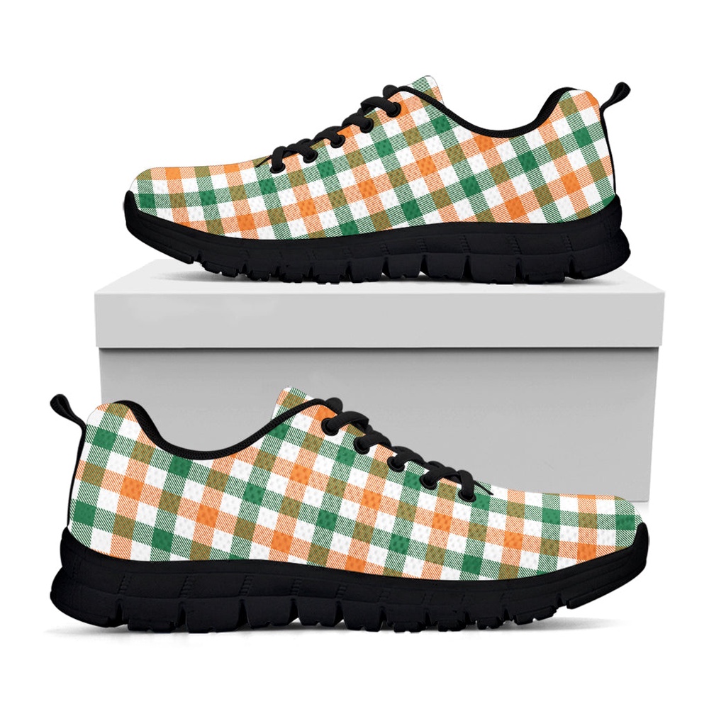 St Patrick s Day Shoes Irish Plaid St. Patrick s Day Print Black Running Shoes St Patrick s Day Sneakers 1 qtznap.jpg