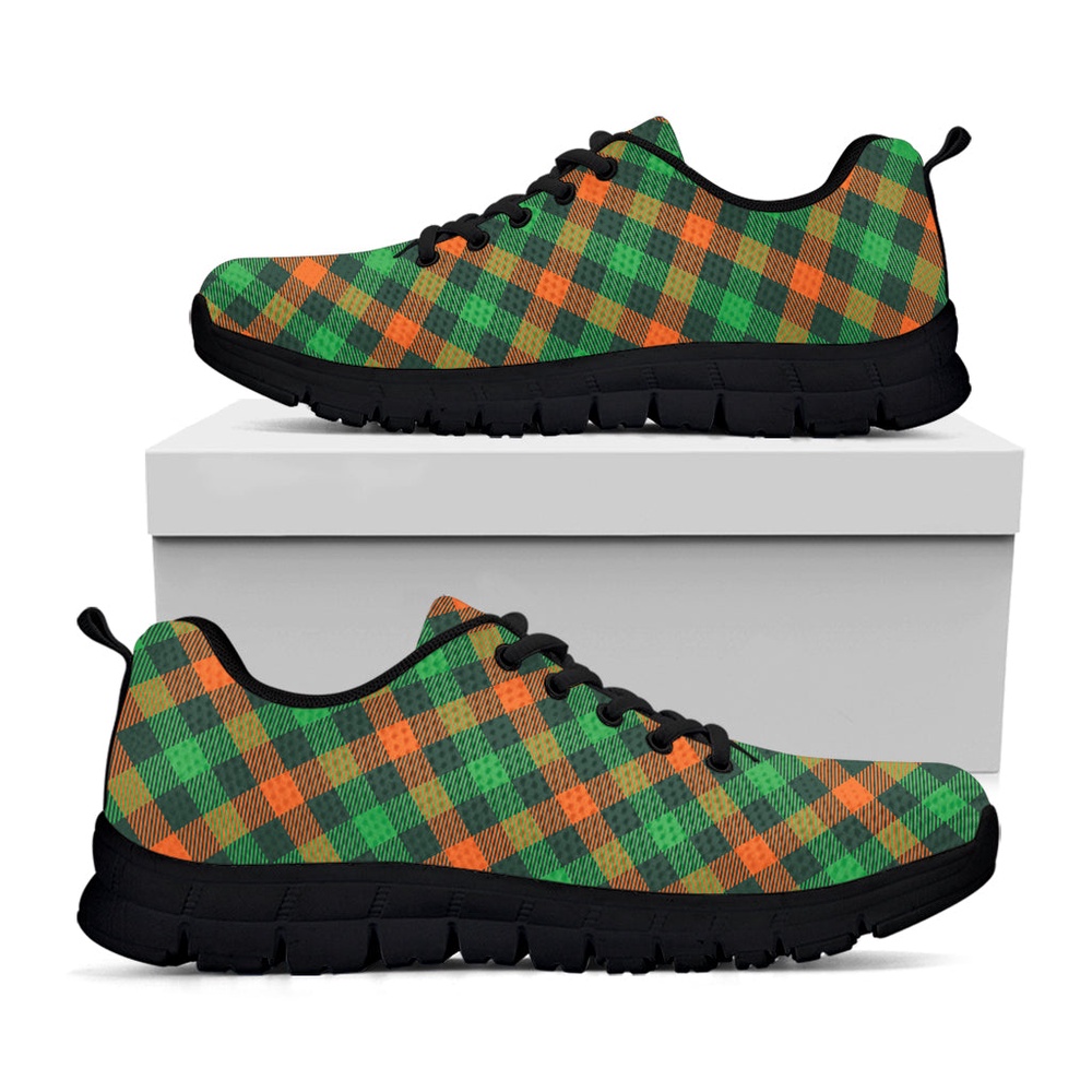 St Patrick s Day Shoes Irish Saint Patrick s Day Plaid Print Black Running Shoes St Patrick s Day Sneakers 1 ikq65s.jpg