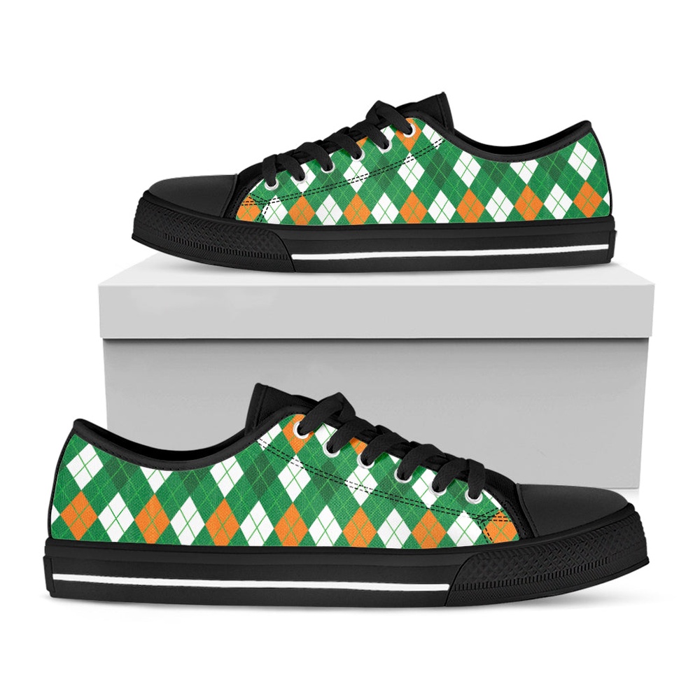 St Patrick s Day Shoes Saint Patrick s Day Argyle Pattern Print Black Low Top Shoes St Patrick s Day Sneakers 1 z2maof.jpg