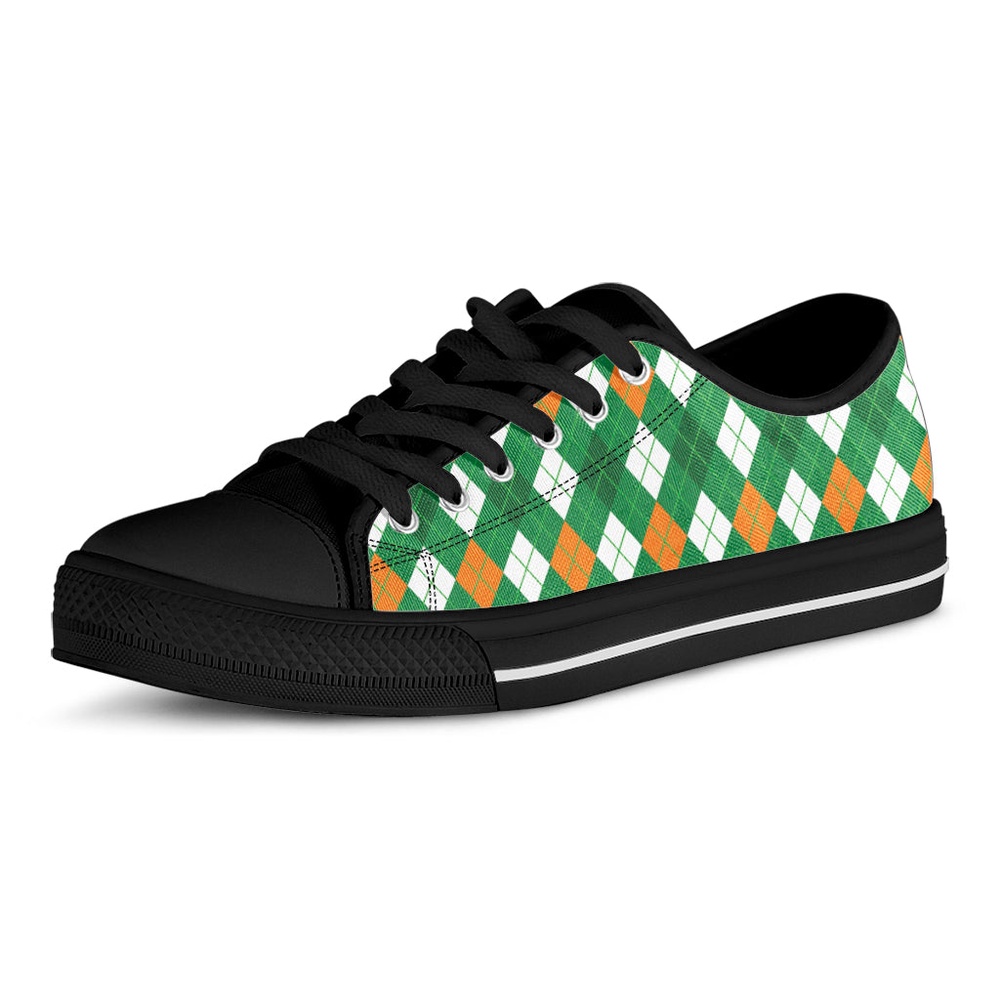 St Patrick s Day Shoes Saint Patrick s Day Argyle Pattern Print Black Low Top Shoes St Patrick s Day Sneakers 2 t4tn2b.jpg