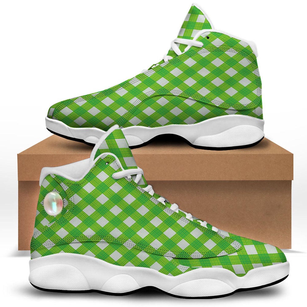 St Patrick s Day Shoes Saint Patrick s Day Green Plaid Print White Basketball Shoes St Patrick s Day Sneakers 1 sri6fh.jpg