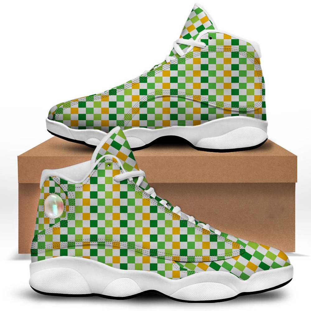 St Patrick s Day Shoes St. Patrick s Day Irish Checkered Print White Basketball Shoes St Patrick s Day Sneakers 1 zbkqmi.jpg