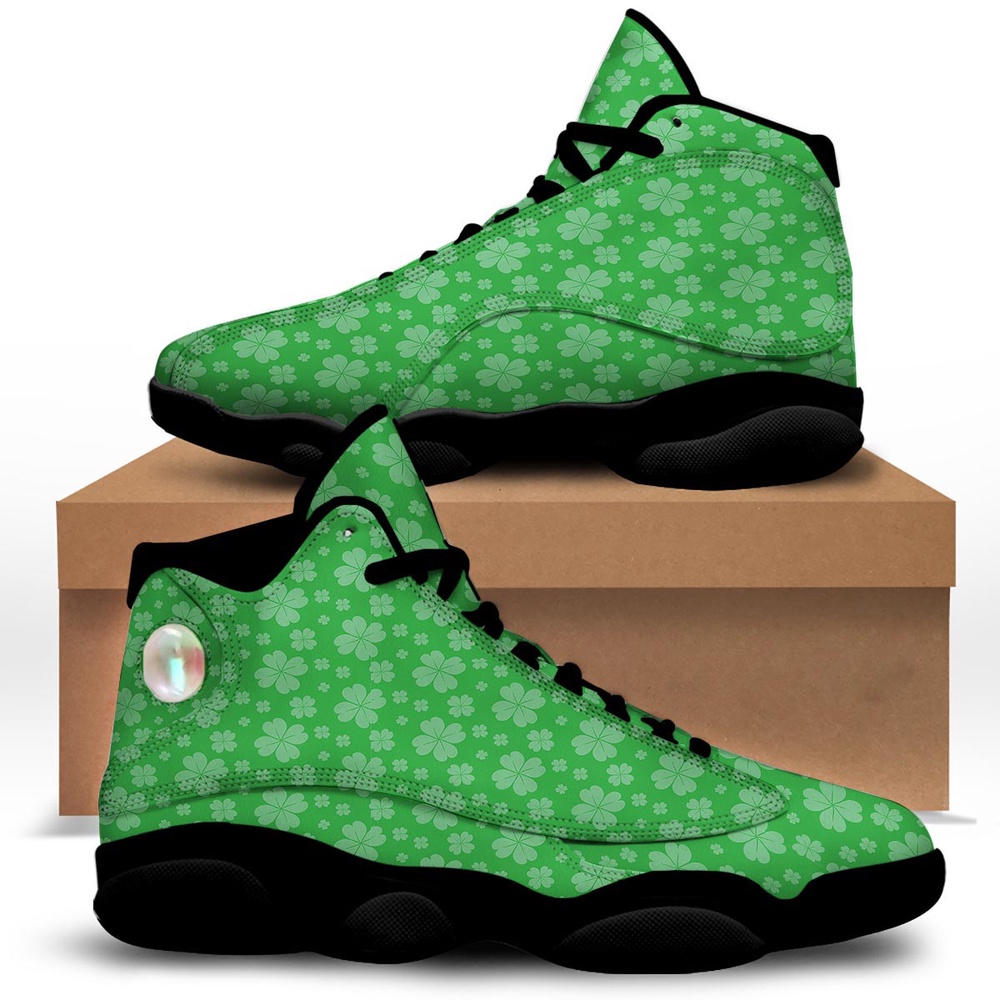 St Patrick s Day Shoes St. Patrick s Day Shamrock Leaf Print Pattern Black Basketball Shoes St Patrick s Day Sneakers 1 yshcar.jpg