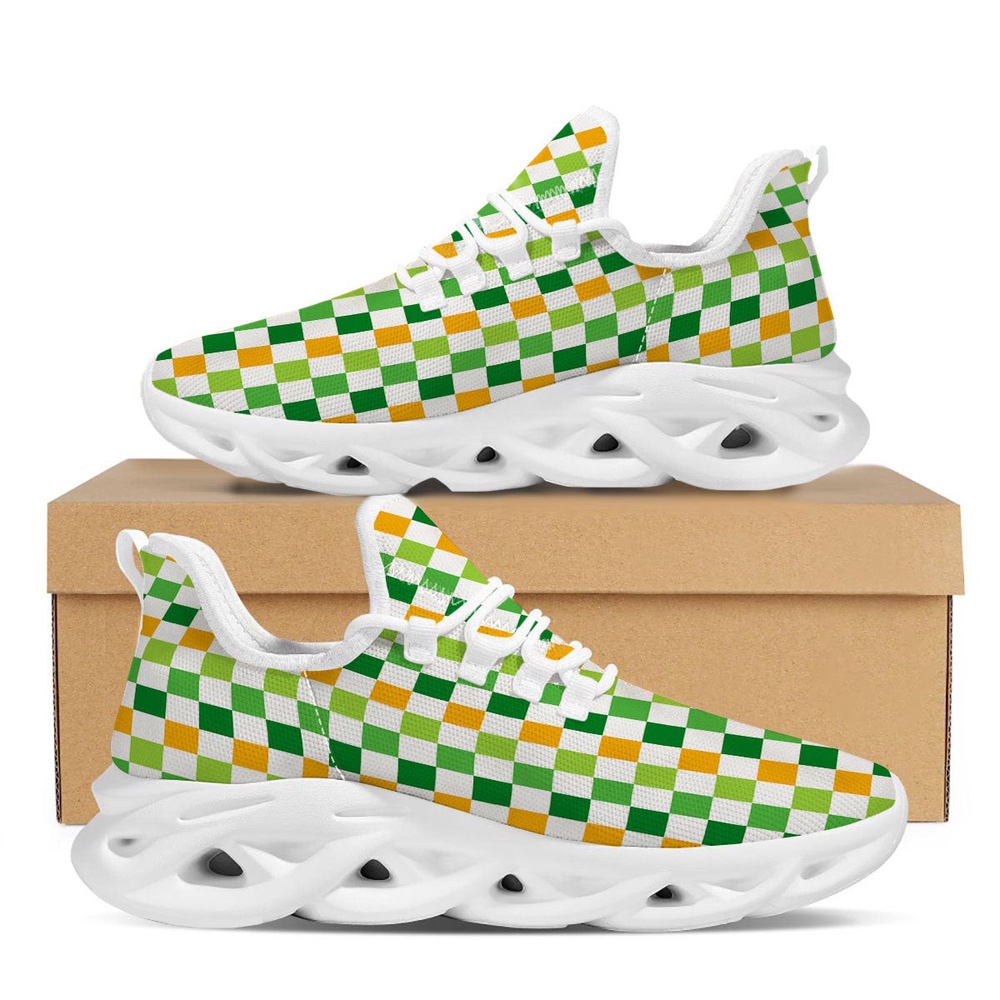 St Patrick s Running Shoes St. Patrick s Day Irish Checkered Print White Running Shoes St Patrick s Day Shoes 1 iyhajm.jpg