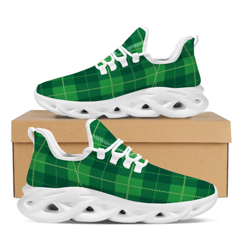 St Patrick s Running Shoes St. Patrick s Day Shamrock Tartan Print Pattern White Running Shoes St Patrick s Day Shoes 1 skpym1.jpg