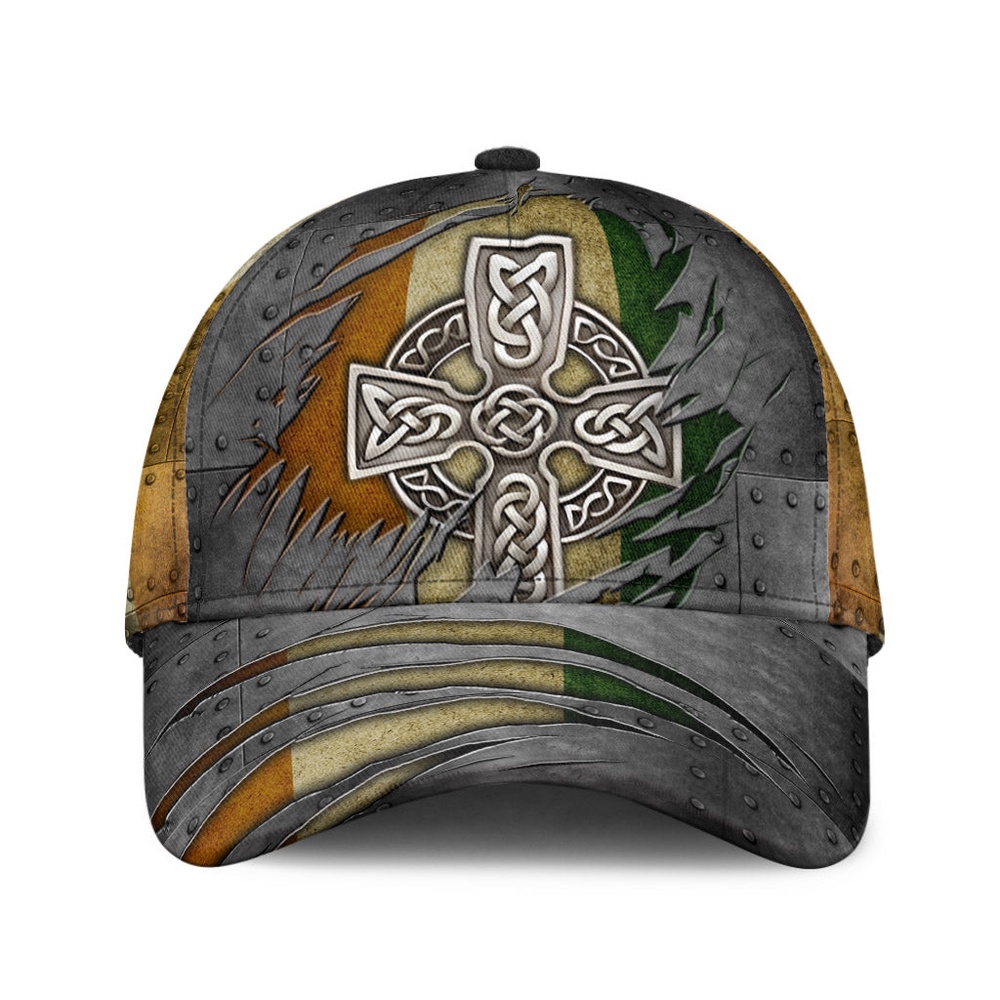 St Patricks Day Baseball Cap Celtic Cross Ireland Flag Crack Metal Irish Baseball Cap Sports Adjustable Hat St. Patrick s Day Gift 1 cvrgeg.jpg