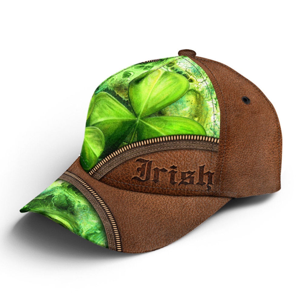 St Patricks Day Baseball Cap Irish Shamrock Leather Pattern Zipper Irish Baseball Cap Sports Adjustable Hat St. Patrick s Day Gift 2 o2v7bc.jpg