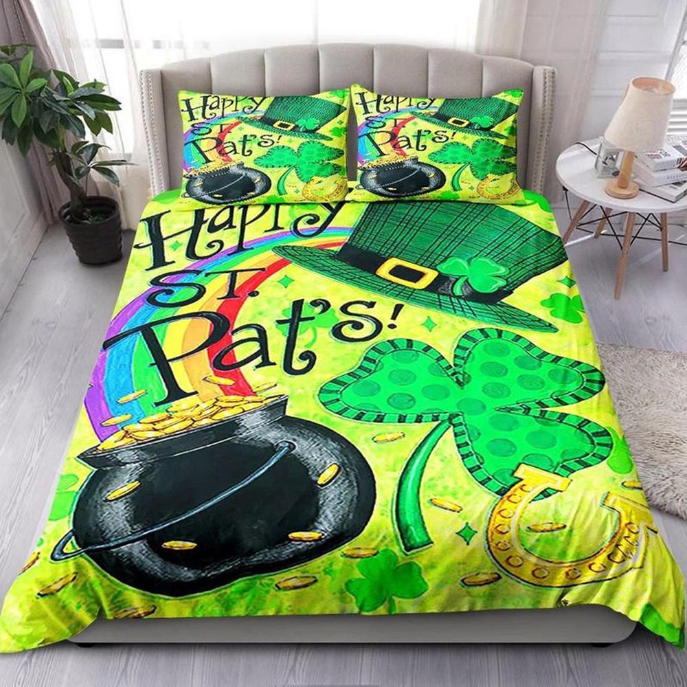 St Patricks Day Bedding Set Irish Holiday Rainbow Shamrock Coin Bedding Set Happy St Patrick s Day 1 jfyibg.jpg