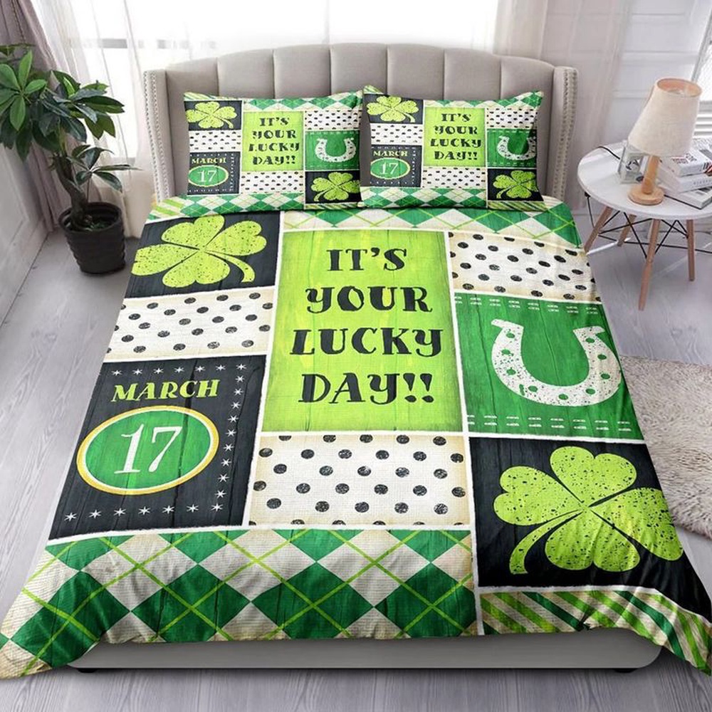 St Patricks Day Bedding Set St Patrick s Day Shamrock Green Day Bedding Set It s Your Lucky Day 1 snla40.jpg