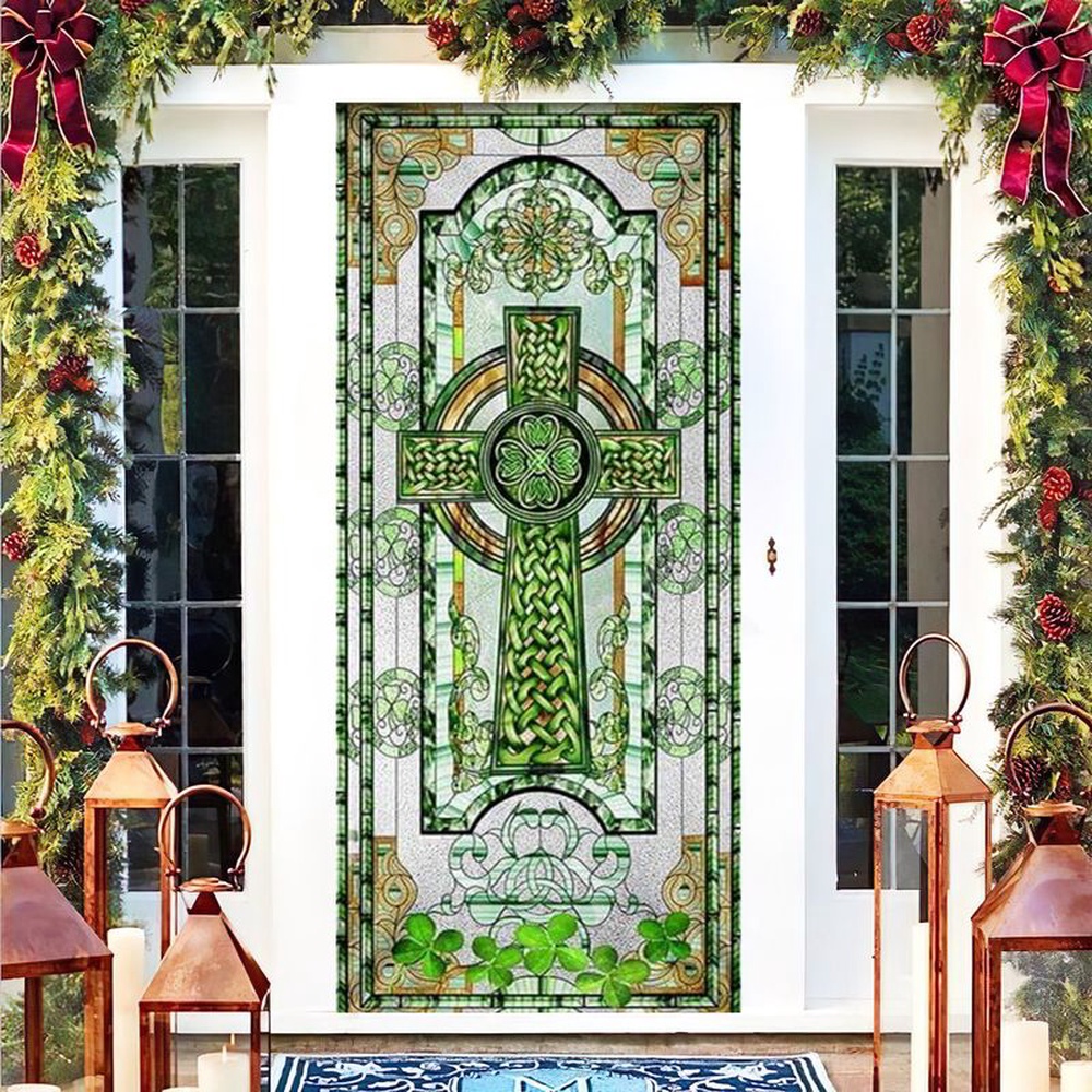 St Patricks Day Door Cover Celtic Cross Irish Shamrock Door Sticker Cover Christian Stained Glass 1 kjqhmr.jpg St Patricks Day Door Cover Celtic Cross Irish Shamrock Door Sticker Cover Christian Stained Glass 1 kjqhmr.jpg