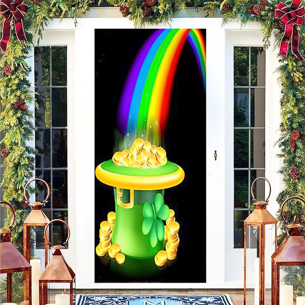 St Patricks Day Door Cover Hat Full Of Gold At The End Of Rainbow Door Cover Happy Patrick Day Gift 1 pjoy8j.jpg