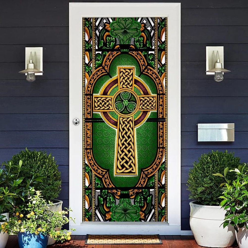 St Patricks Day Door Cover Irish Ireland Celtic Cross Glass Church Door Cover Irish Gift Idea 1 r7axqo.jpg