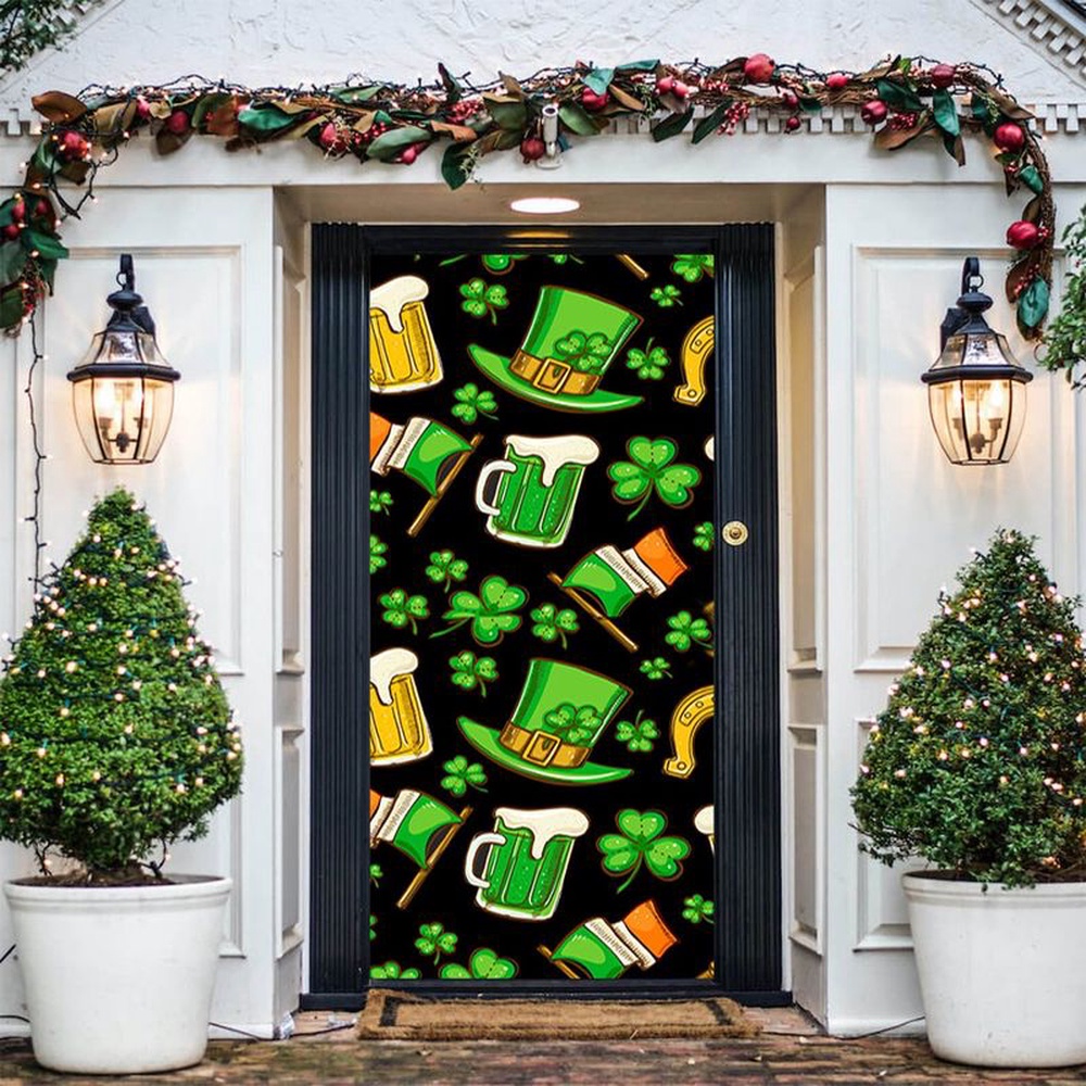 St Patricks Day Door Cover Irish Ireland Pattern Door Cover Irish Shamrock Beer Door Cover Happy Saint Patrick s Day 1 q6toxk.jpg